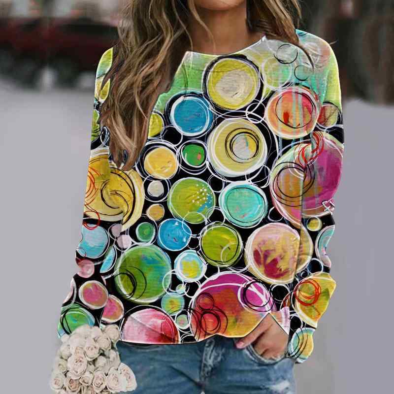 スウェット トレーナー レディース 薄手 軽量 ゆったり オーバーサイズ クルーネック 丸首 3Dグラフィック デジタルプリント ストリートカジュアル ポリエステル 長袖 トップス 春秋
