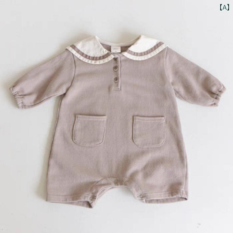 ロンパース カバーオール ベビー服 キッズ服 男女兼用 長袖 コットン 綿素材 無地 ...