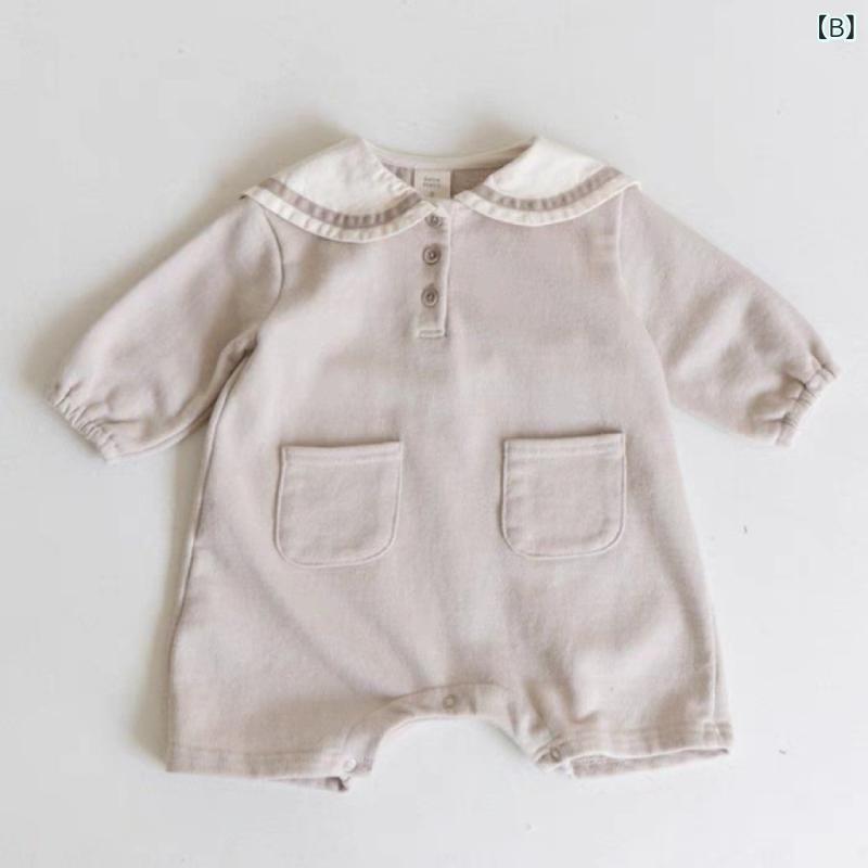 ロンパース カバーオール ベビー服 キッズ服 男女兼用 長袖 コットン 綿素材 無地 ...
