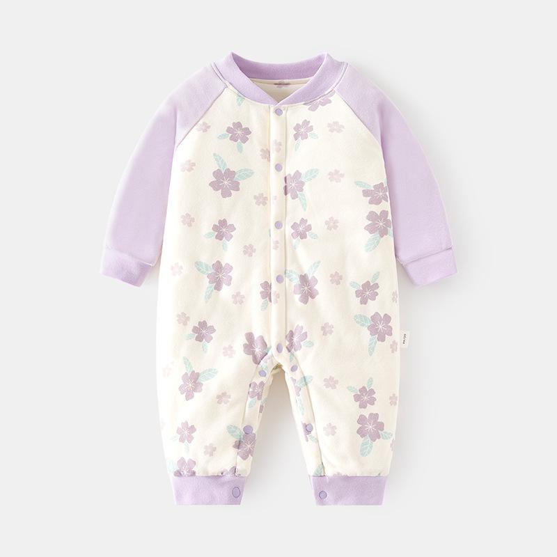 楽天セキュアデポロンパース ベビー 赤ちゃん 中綿入り 厚手 あったか 保温 防寒 秋冬 前開き スナップボタン 長袖 カバーオール 綿 コットン100％ 男女兼用 縫い目なし 乳幼児向け