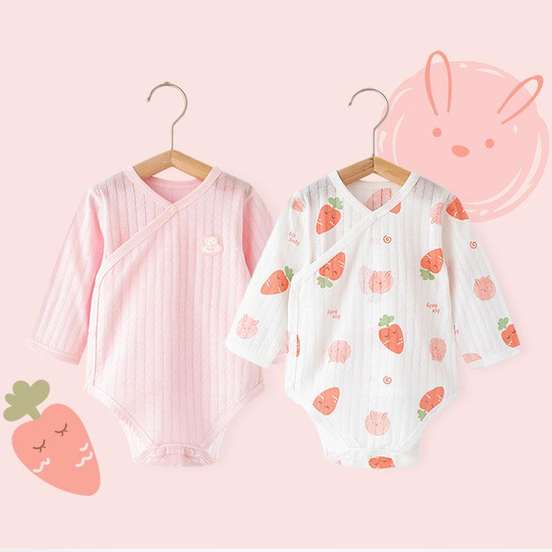 ロンパース 新生児 ベビー 男女兼用 薄手 和服風 前開き 長袖 綿100% 縫い目なし 肌に優しい 通年 カバーオール ボディスーツ 肌着 出産祝い