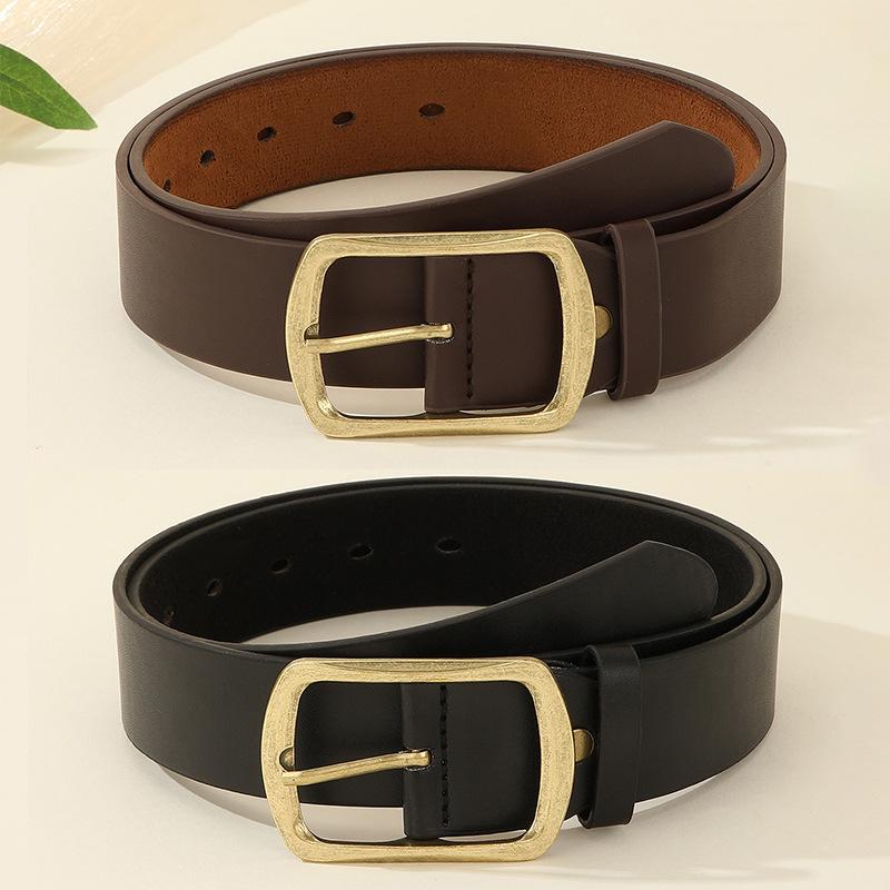ベルト メンズ PUレザー スクエアバックル 合金 電気メッキ加工 シンプル ビジネス カジュアル レトロ クラシック 万能 デイリーユース おしゃれ 高見え 幅3.85cm ブラック ブラウン 黒 茶色