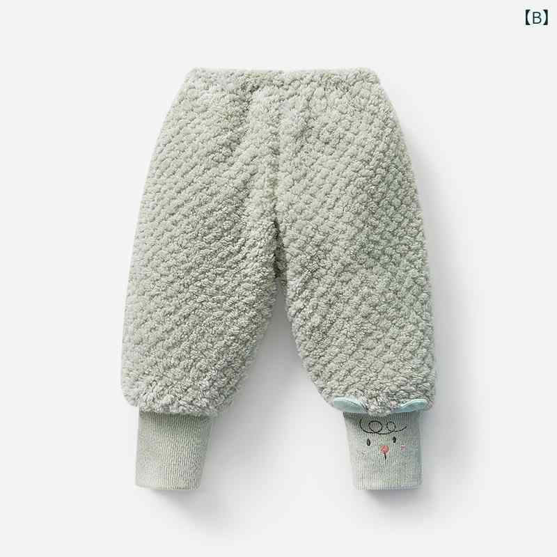 ベビー パンツ 男女兼用 冬用 保温 厚手 中綿入り 開き股 長ズボン ポリエステル素...