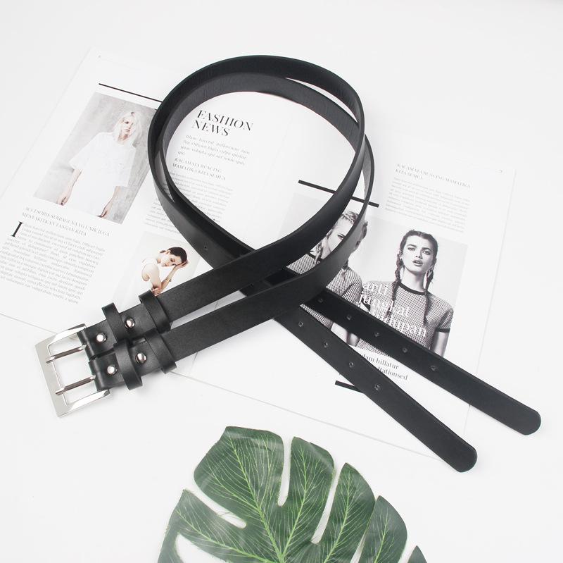 ベルト レディース 女性用 PUレザー ダブルピンバックル 合金バックル 二層構造 シンプル おしゃれ 合..