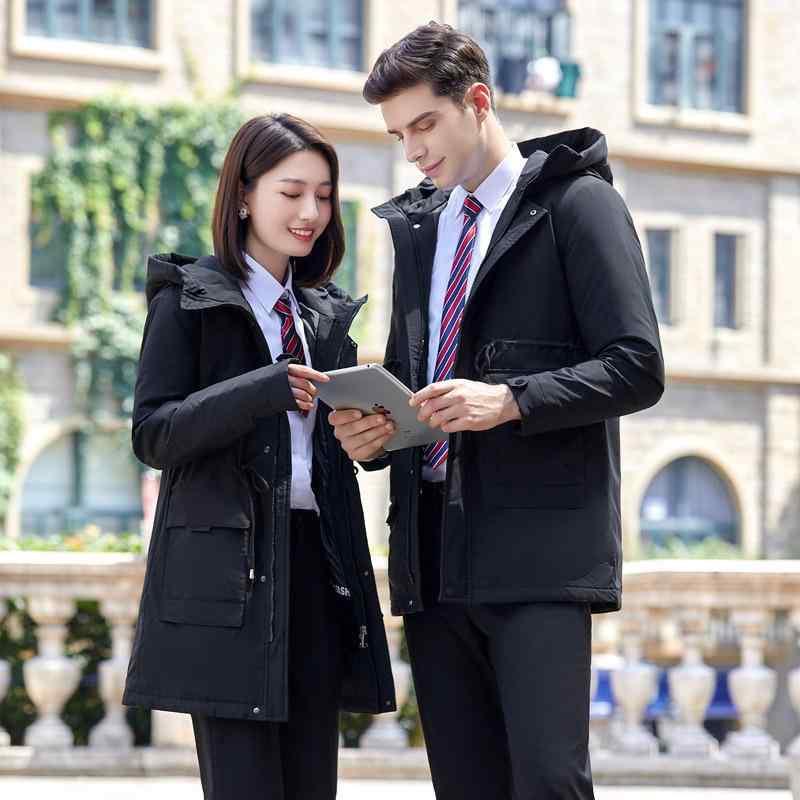 コート ユニセックス 冬 防寒 厚手 中綿 ミドル丈 カジュアル ビジネス オフィス 通勤 ワークウェア 作業服 制服 サービス業 ショップ店員 ゆったり ルーズフィット