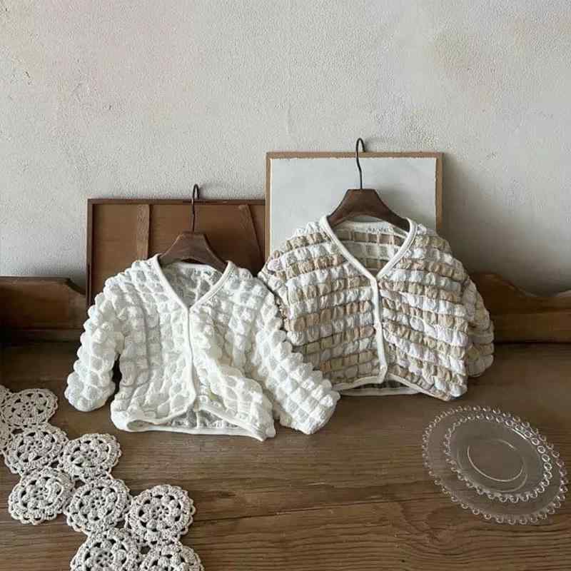 カーディガン ベビー キッズ 男の子 女の子 接触冷感 日焼け対策 冷房対策 薄手 長袖 ワッフル生地 丸襟 シングルボタン 夏物