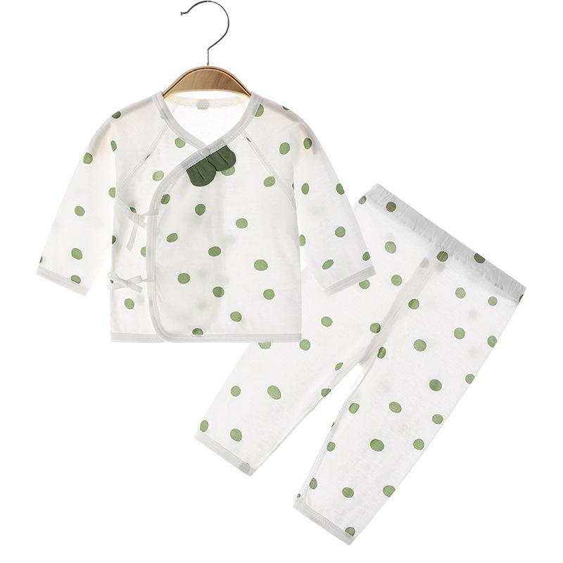 ベビーパジャマ 新生児 男女兼用 春夏用 吸湿速乾 薄手 綿100% 柔らかな肌触り 縫い目なし 長袖 冷房対策 上下セット ルームウェア 部屋着