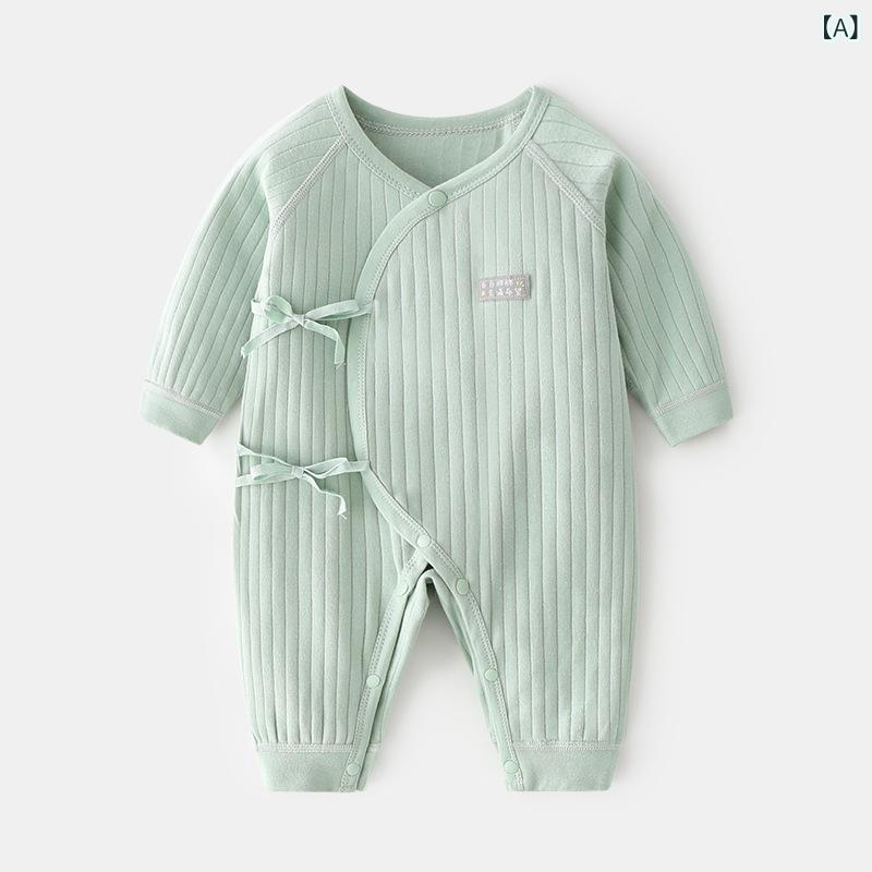 ベビー ロンパース 新生児 男女兼用 カバーオール 綿100% コットン 無骨 フラットシーム 和服合わせ 短肌着 パジャマ 寝巻き スリーパー 春秋冬 出産祝い プレゼント お部屋着