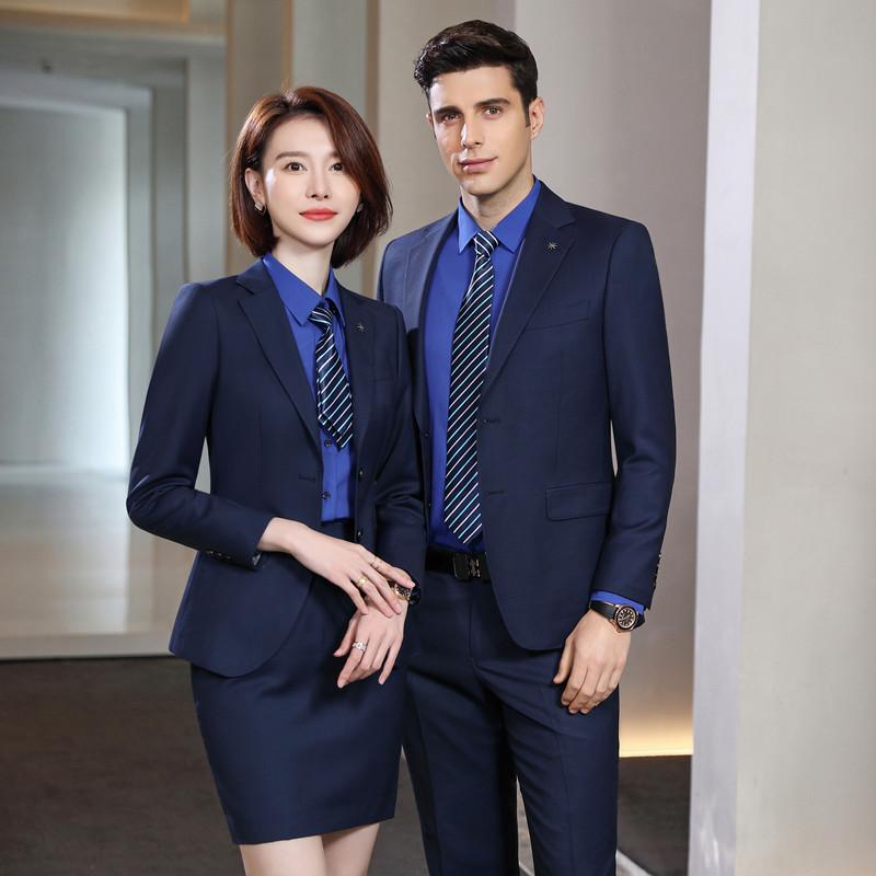 スーツ ジャケット メンズ レディース ユニセックス 春秋物 ビジネス フォーマル 薄手 軽量 スマート ストレッチ ウール ポリエステル混紡 千鳥格子 オフィス 通勤 就活 リクルート 会社制服 事務服 ネイビー 紺