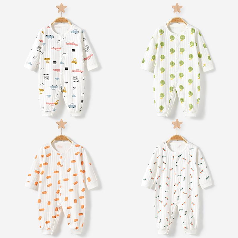 ロンパース カバーオール ベビー 新生児服 男の子 女の子 男女兼用 春夏秋 快適 薄手 吸汗速乾 綿100% 長袖 ルームウェア パジャマ 部屋着 出産祝い ギフト(x2)