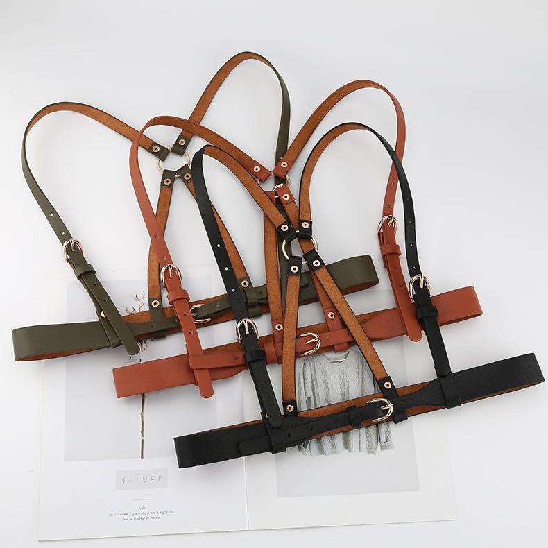 ウエストコルセット レディース フェイクレザー 縛り上げ風 ストラップ ウエストマーク 細見え効果 パンク ロック ナイトクラブ イベント ダンス 衣装 万能 オールシーズン ラウンドバックル ピンバックル 合皮 ビスチェベルト