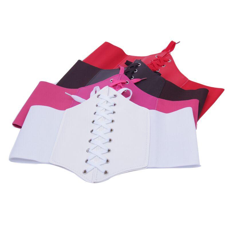 ベルト レディース 伸縮性 幅広 ウエストマーク クラシカル宮廷風PUレザーゴムベルト 太め 面ファスナー エレガント スタイルアップ 上品 かわいい(x2)