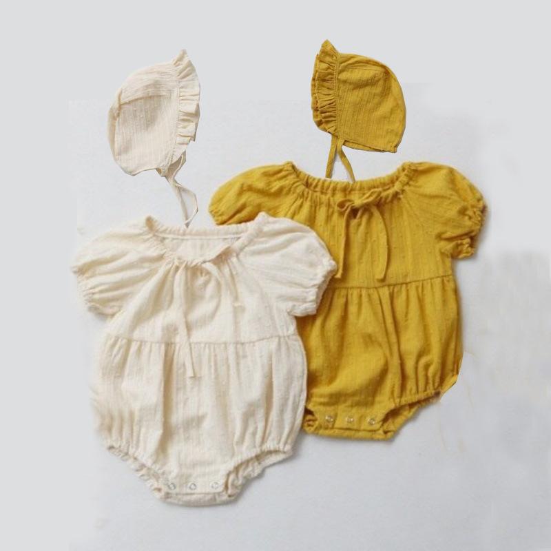 ・カテゴリ: ロンパース・スタイル: 韓国風・主な素材: 綿100%・袖丈: 半袖・カラー: オフホワイト・サイズ展開: 66cm、73cm、80cm、90cm、100cm・対象年齢: 新生児〜1歳頃（身長80cm以下）・性別: 男女兼用・フード: 取り外し可能・厚さ: 薄手・開閉タイプ: プルオーバー・デザイン: 三角ロンパース