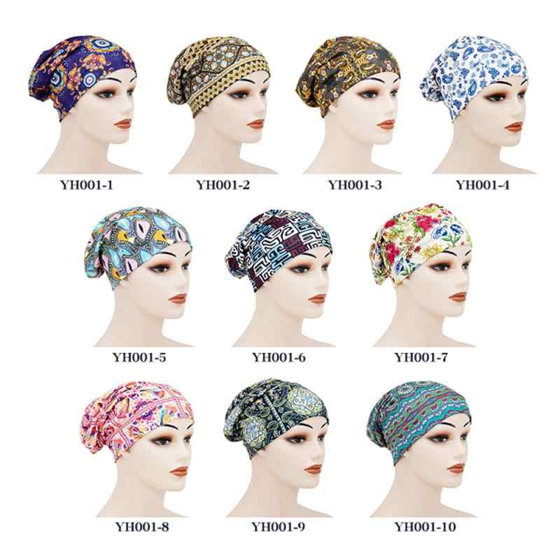 帽子 レディース 欧米風 コットン グラフィティ柄 二重裏地 サテン 伸縮性 ナイトキャップ 医療用帽子 ..