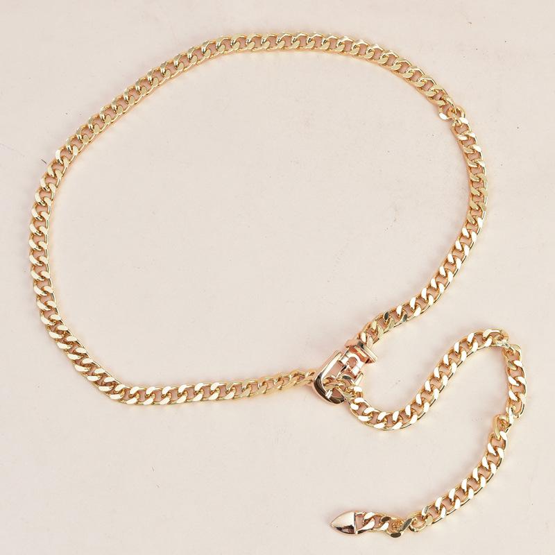 ベルト レディース メタル 細身 ウエストマーク チェーン ゴールド シルバー おしゃれ きれいめ カジュアル デニム ニット ワンピース スーツ アクセサリー(x2)