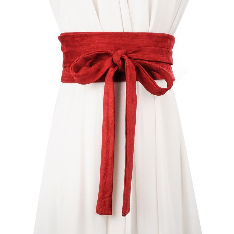 ベルト レディース 秋冬 ワイド ウエストマーク コルセットベルト 結び紐デザイン スエード調 マット素..