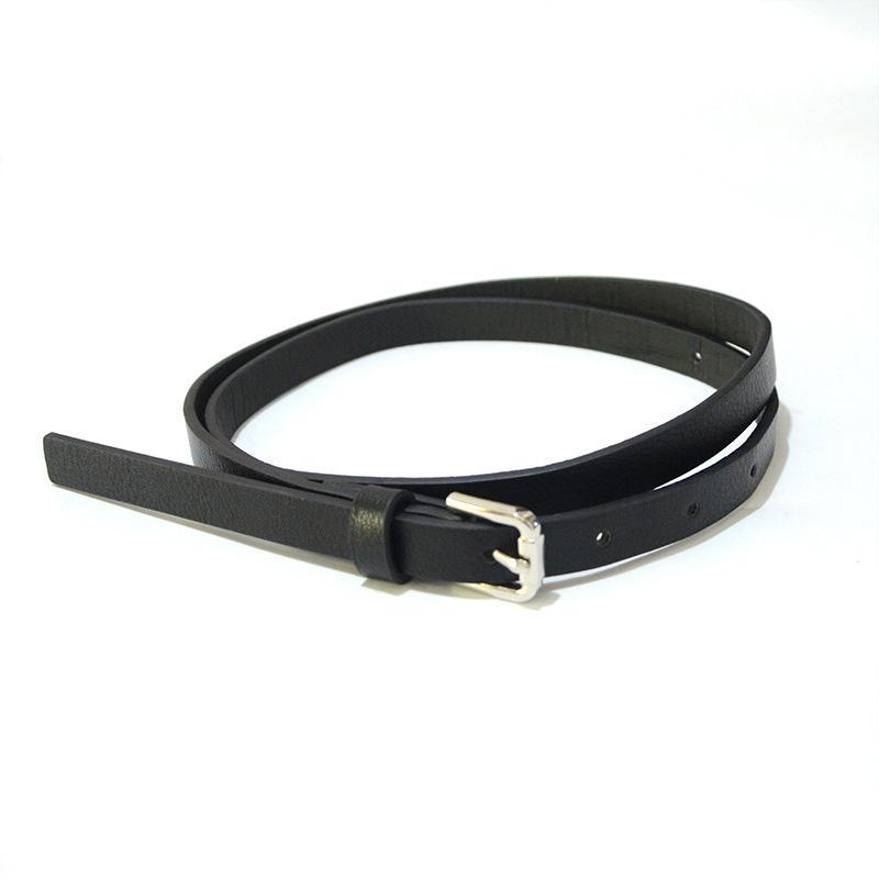 ベルト レディース 細身 韓国風 シンプル 合皮 フェイクレザー ピンバックル デニム パンツ スカート ワンピース ドレス カジュアル 通勤 通学 黒 ブラック ウエストマーク(x2)
