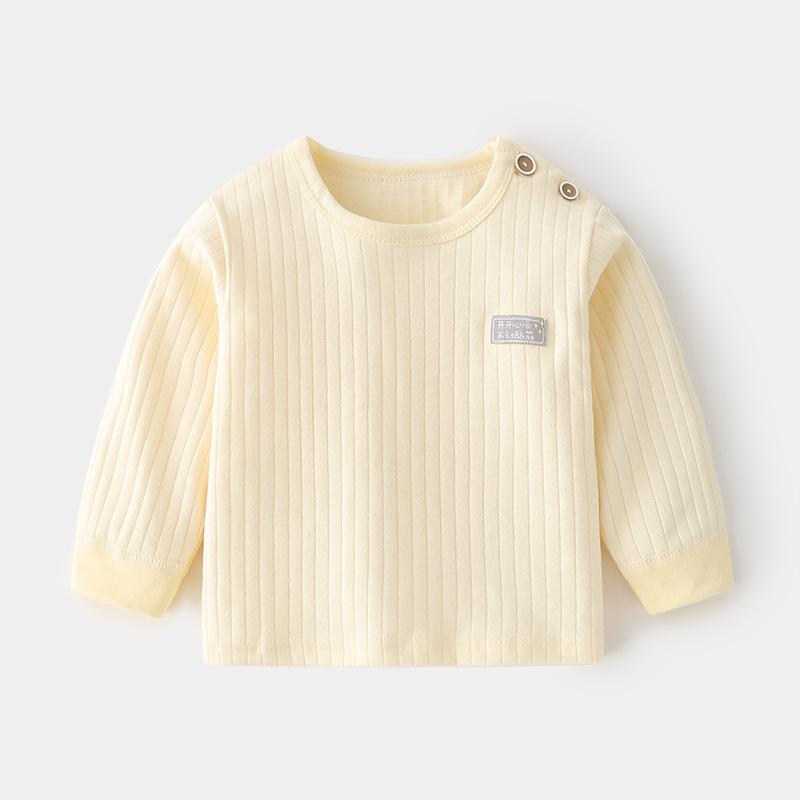 嬰兒 - Tシャツ ベビー 綿100% 肩開き プルオーバー ジャガード 柔らかい肌触り インナー ラウンドネック 春秋 男女兼用 ストライプ キャラクター かわいい プリント