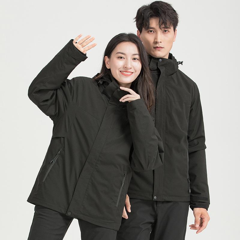 マウンテンパーカー 男女兼用 3in1 防水 防汚 防寒 保温 防風 透湿 着脱式フリースインナー 2点セット アウトドア 登山 キャンプ 旅行 サイクリング 釣り 秋冬春(4)