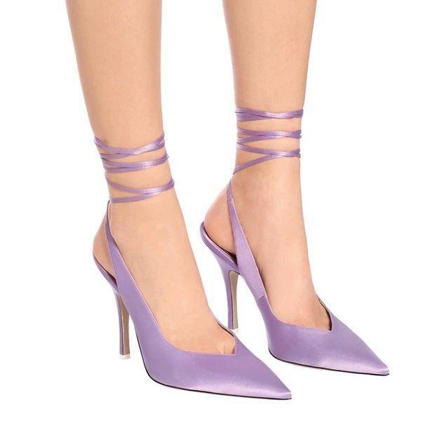 ストラップサンダル レディース ハイヒール ポインテッドトゥ ピンヒール アンクルストラップ エレガン..