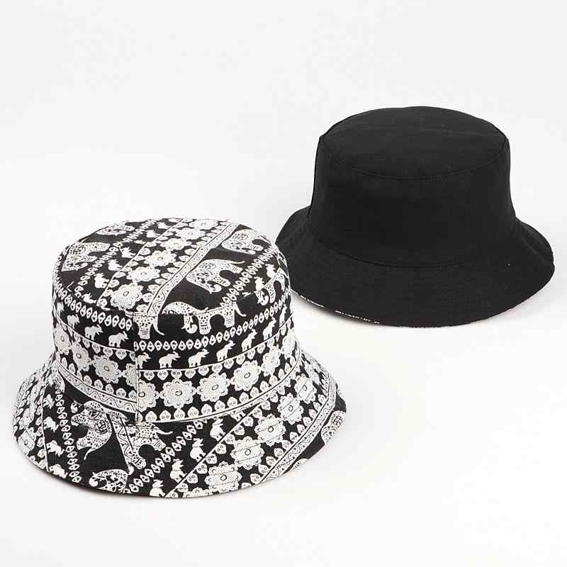 バケットハット レディース リバーシブル UVカット 遮光 日よけ 通気性 民族風 エレファント 花柄 欧米..