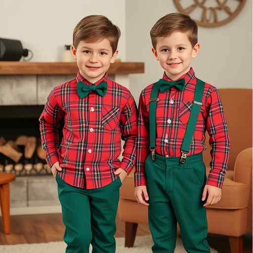 セットアップ 男の子 キッズ 子供 3歳 8歳 100cm 140cm フォーマルスーツ クリスマス 長袖 チェック柄シャツ グリーン サロペット オーバーオール 上下セット 2点セット 蝶ネクタイ 秋冬 綿素材