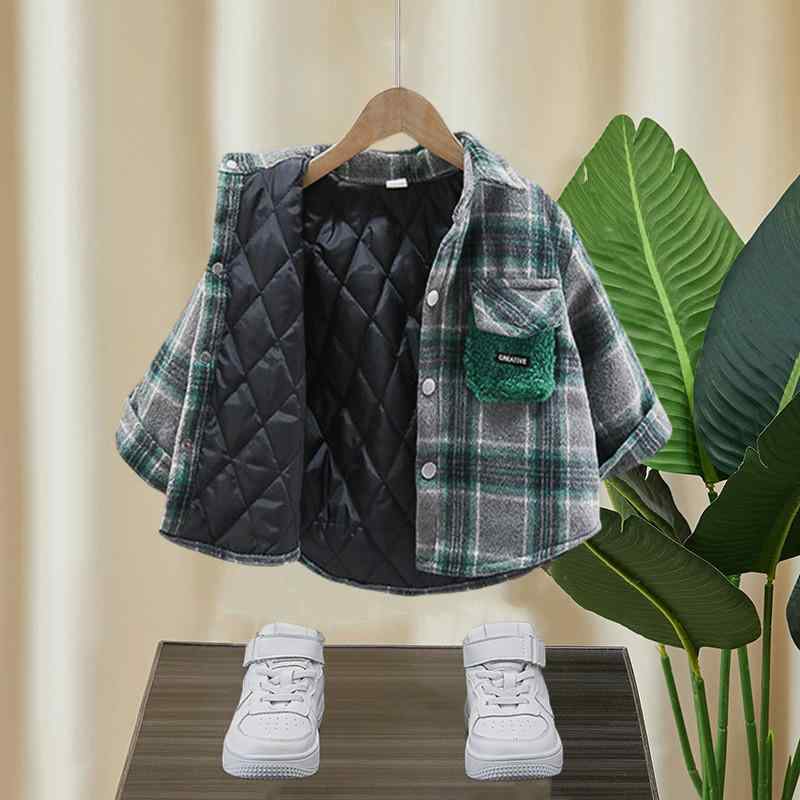 シャツ 男の子 キッズ 厚手 中綿入り 保温 あったか ネルシャツ 起毛 柔らかい 綿混 チェック柄 前開き 長袖 秋冬 アウター 羽織り カジュアル