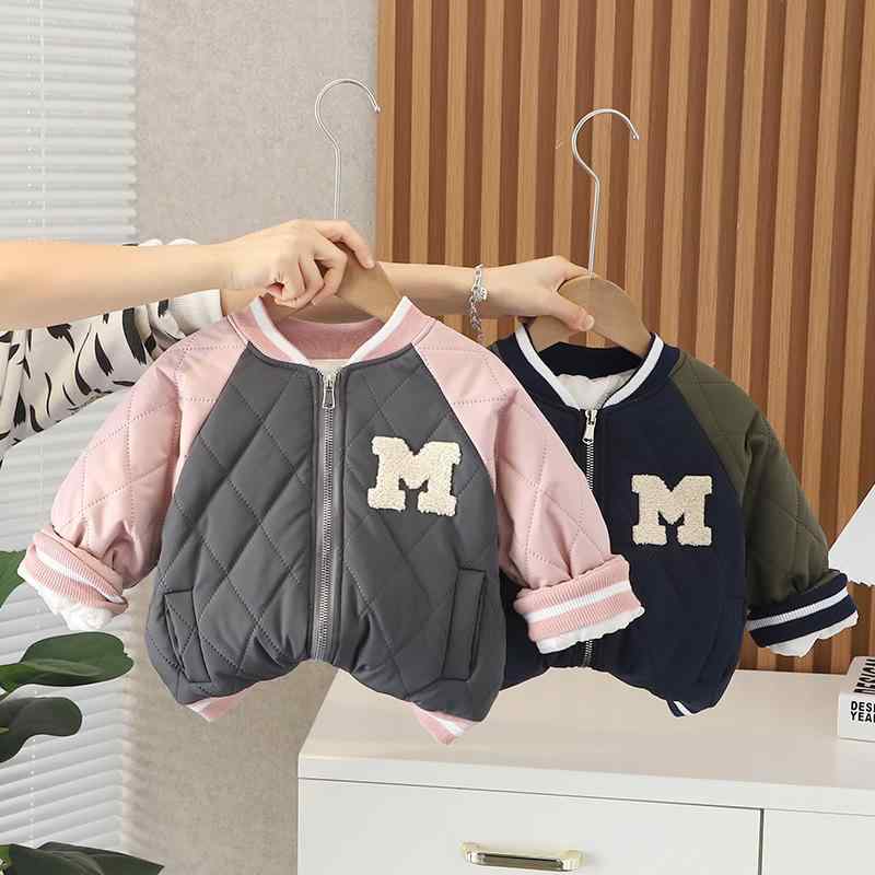 キッズ ベビー アウター 男女兼用 厚手 防寒 丸首 コットン 中綿コート 冬用 保温 あったか キルティング ジャケット お出かけ 普段着 グリーン ピンク