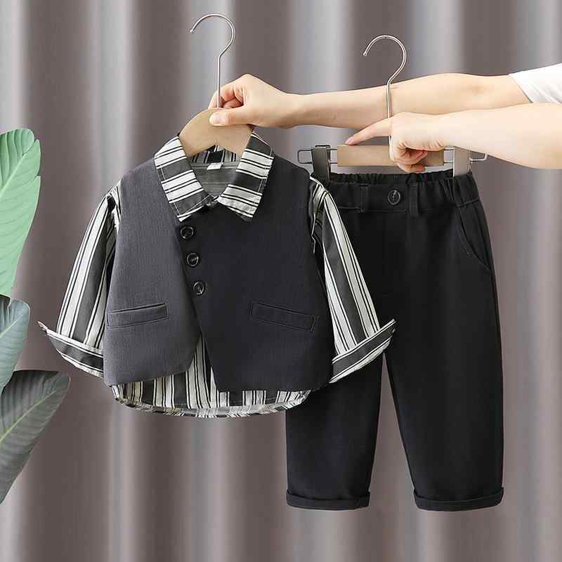 スーツ 男の子 キッズ ベビー ベスト パンツ 2点セット 長袖 コットン混 レトロ 柔らかな肌触り シングルボタン 韓国風 おしゃれ 春秋