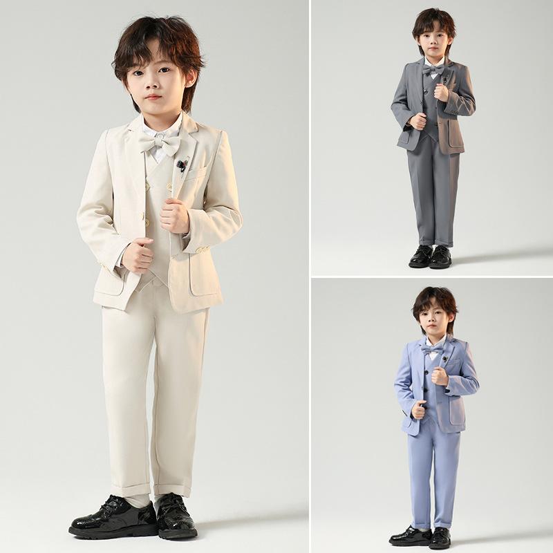 スーツ 男の子 キッズ ジュニア フォーマル 礼服 秋冬 イギリス風 ブリティッシュ 無地 ソフト ポリエステル ピアノ発表会 演奏会 舞台 結婚式 卒業式 入...