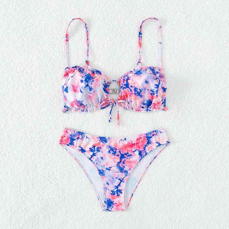 Swimming - 水着 女の子 キッズ ジュニア ガールズ 胸パッド付き タイダイ プリント セパレート ビキニ プール 海水浴 スイミング スイムウェア ポリエステル素材 おしゃれな三角ショーツ