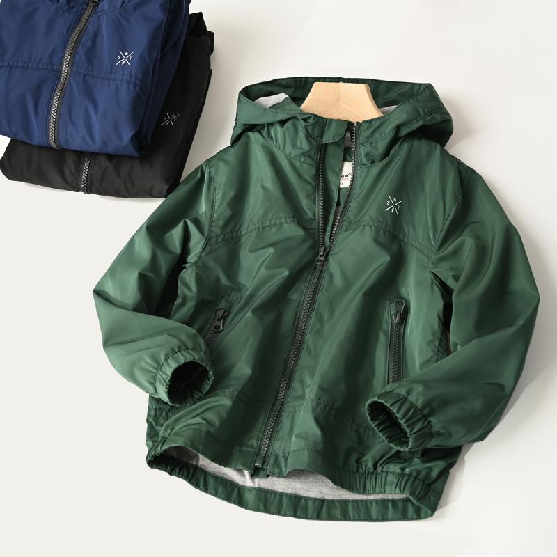 ジャケット キッズ 男の子 フード付き ウィンドブレーカー 綿ニット裏地 ジップアップ アウター 春秋 小学生 中学生 ジュニア カジュアル スポーツ 無地 ミ...