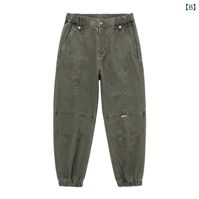 パンツ メンズ アメリカン レトロ ワークパンツ ゆったり ストレート ジョガーパンツ 春秋 カジュアル 綿100% 耐摩耗性 軽量 ノンストレッチ ウォッシュ加工 普段使い デイリーユース