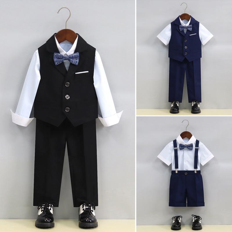 ベスト 男の子 キッズ ベビー フォーマル スーツ セットアップ サスペンダーパンツ 英国風 発表会 結婚式 誕生日 記念日 春夏秋 柔らかい肌触り シングルボ...