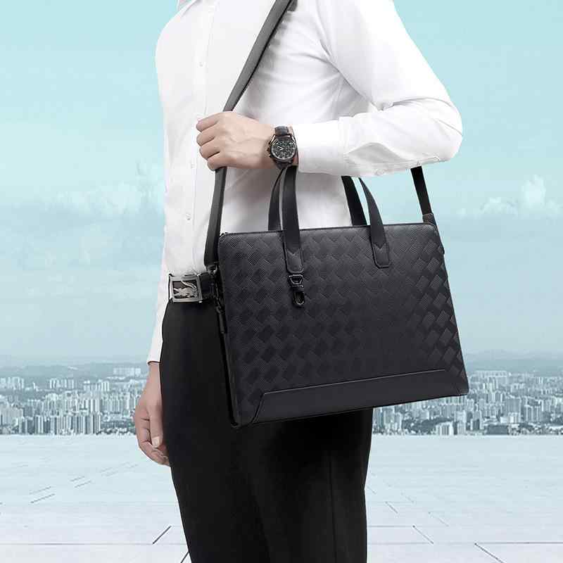 ビジネスバッグ メンズ 本革 牛革 防水 15インチPC A4対応 通勤 上品 スタイリッシュ シンプル 手提げ ..