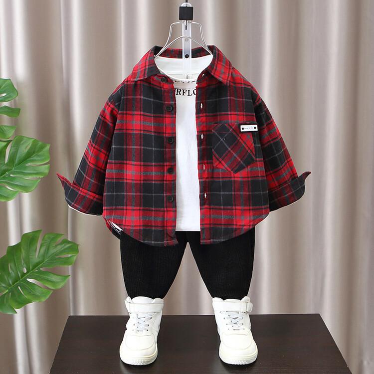 シャツ 男の子 キッズ 子供服 裏起毛 厚手 フランネル チェック柄 長袖 襟付き 秋冬 柔らかい 綿 コッ..