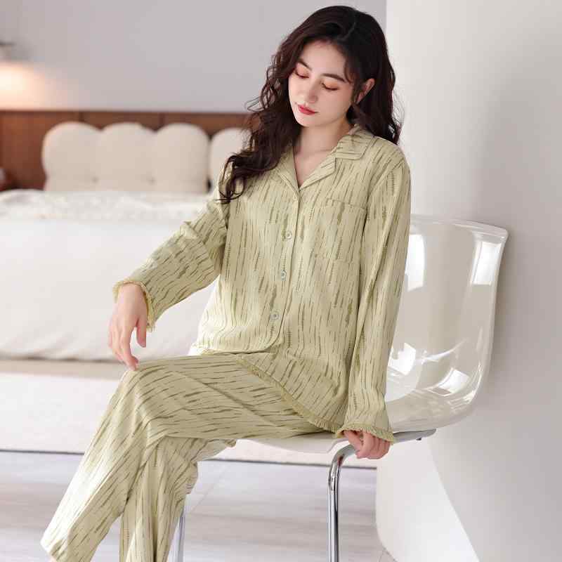 パジャマ ルームウェア レディース ミセス ママ 綿100% 長袖 ロングパンツ 薄手 前開き 襟付き 大きいサイズ ゆったり 春秋 部屋着 ホームウェア 通気性 快適