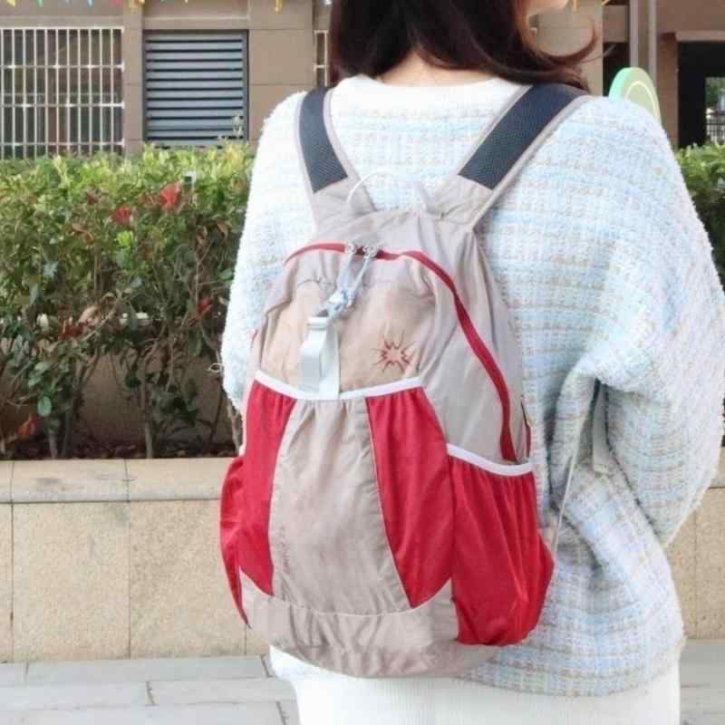 リュックサック 男女兼用 メンズ レディース 超軽量 折りたたみ 大容量 旅行用 普段使い 収納可能 ナイロン シンプル トラベルバックパック(4)