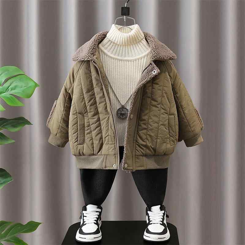 ジャケット 男の子 キッズ 厚手 防寒 保温 暖かい 中綿ジャケット アウター コート ストリート カジュアル おしゃれ ジップアップ 無地 秋冬 ポリエステル...