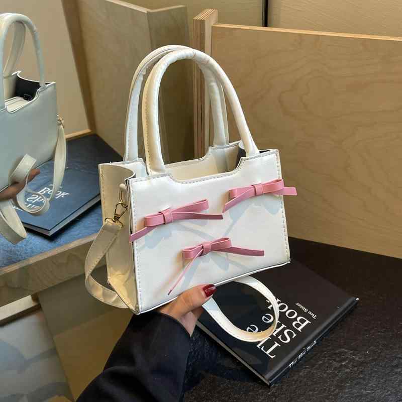 バッグ レディース 通勤 通学 デイリー お出かけ ハンドバッグ ショルダーバッグ 斜め掛け 蝶結び おしゃれ 上品 トレンド SNS映え 春夏 PUレザー ミニサイズ ファスナー開閉 スマホポケット付き ソフト