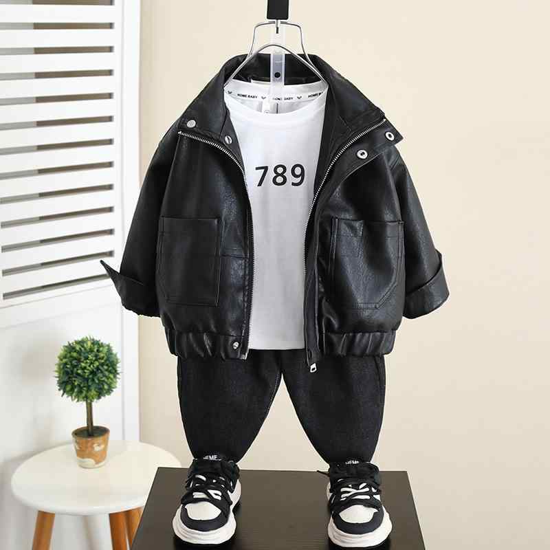 ブルゾン 男の子 キッズ ジュニア ボーイズ PUレザー フェイクレザー 革ジャン ライダースジャケット スタンドカラー ジップアップ ファスナー ショート丈 おしゃれ かっこいい 韓国風 春秋 無地 レッド ブラック