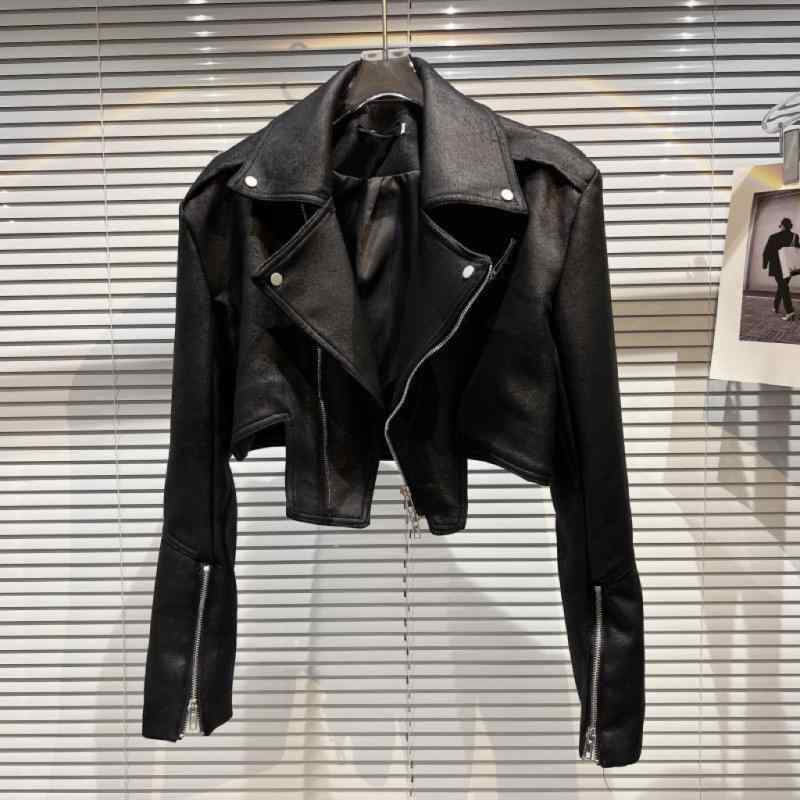 ジャケット ジュニア 女の子 PUレザー 合皮 ビッグカラー スタッズ付き ショート丈 ジップアップ 長袖 無地 韓国風 カジュアル おしゃれ 通学 秋アウター