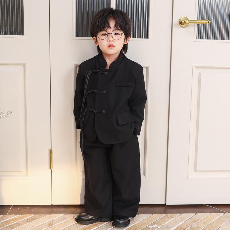 チャイナ服 キッズ 男の子 柔らかな肌触り 春秋 レトロモダン 中国風 唐装 漢服 中山服 セットアップ 発表会 舞台 イベント ステージ衣装 記念写真 上下セット フォーマル