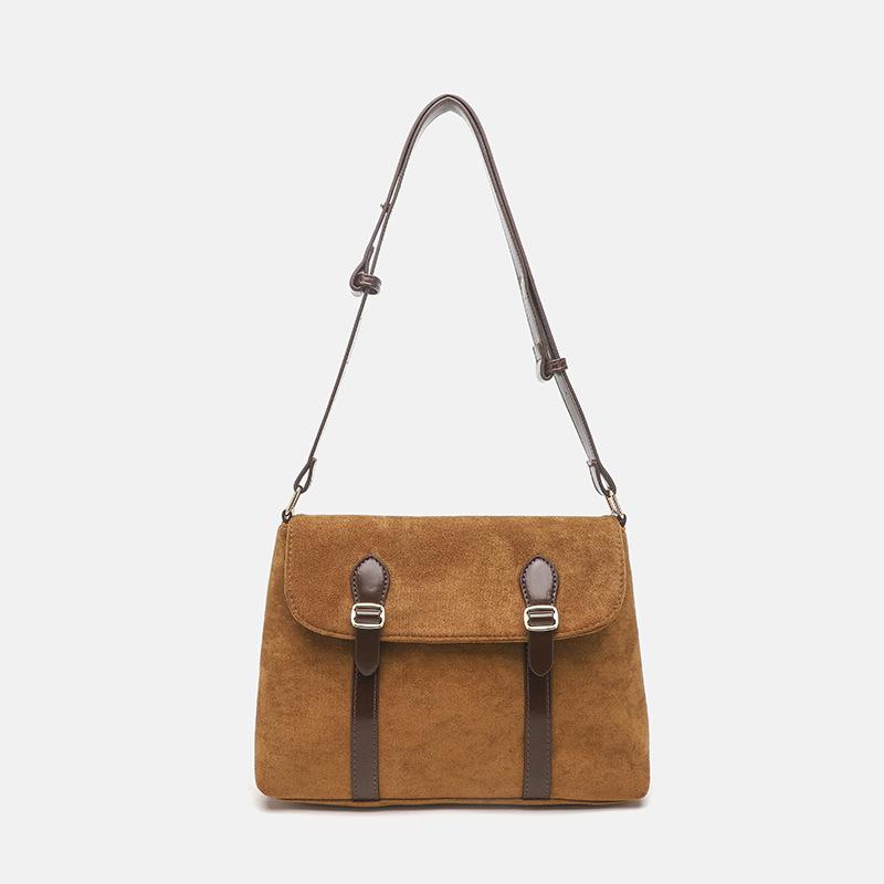 ショルダーバッグ レディース 秋冬 韓国風 レトロ ヴィンテージ スエード調 ポストマンバッグ 斜め掛け..