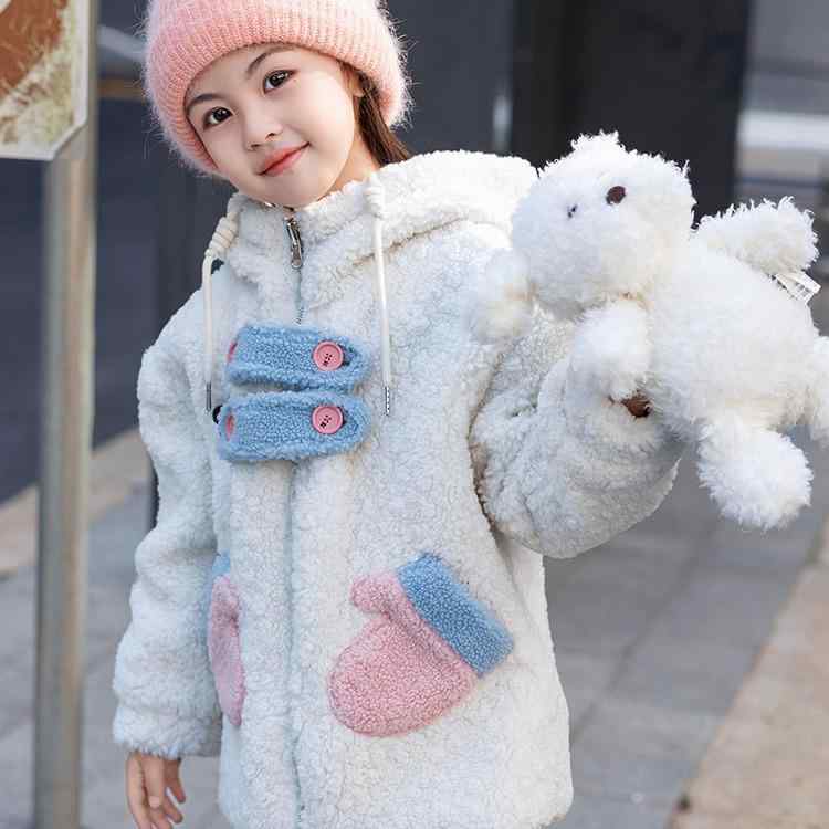 コート 女の子 ガールズ ジュニア リバーシブル 手袋付き フード付き ジップアップ キャラクター もこもこ ボア フェイクファー 中綿 ポリエステル カジュア...