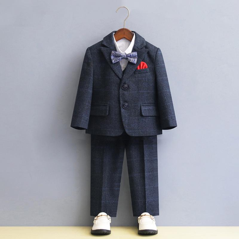 スーツ 男の子 キッズ 裏起毛 防寒 暖かい 秋冬 チェック柄 英国風 韓国風 ジャケット ベスト セットアップ フォーマル セレモニー 入園式 卒園式 入学式...