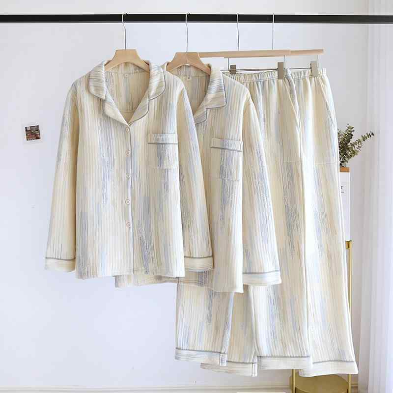 パジャマ ルームウェア レディース メンズ 男女兼用 カップル ペア 綿100% 中綿入り 保温 あったか 厚手 空気層 前開き 長袖 ニットカーディガン シンプル カジュアル 部屋着 ワンマイルウェア 通気性 秋冬