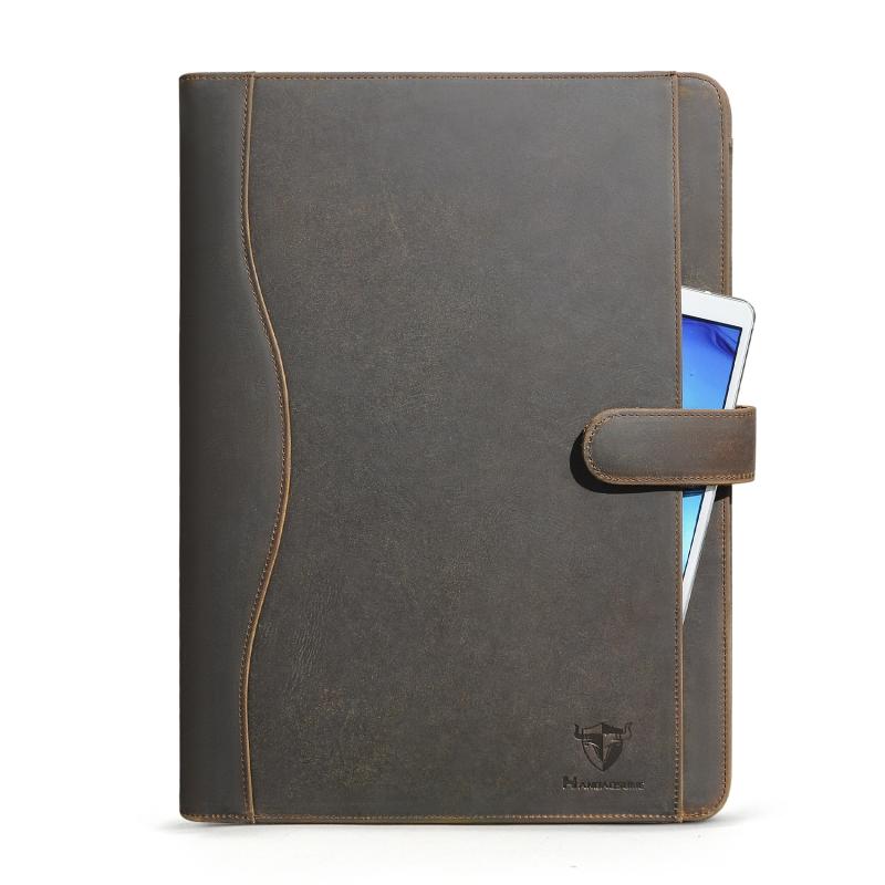 A4ファイルケース 本革 クレイジーホースレザー 多機能 レトロ ビジネス オフィス ドキュメントケース ..