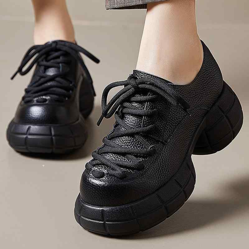 レディース パンプス 本革 コンフォート 太ヒール チャンキーヒール クロスストラップ レースアップ 浅履き ラウンドトゥ シンプル スタイルアップ ミセス 大...