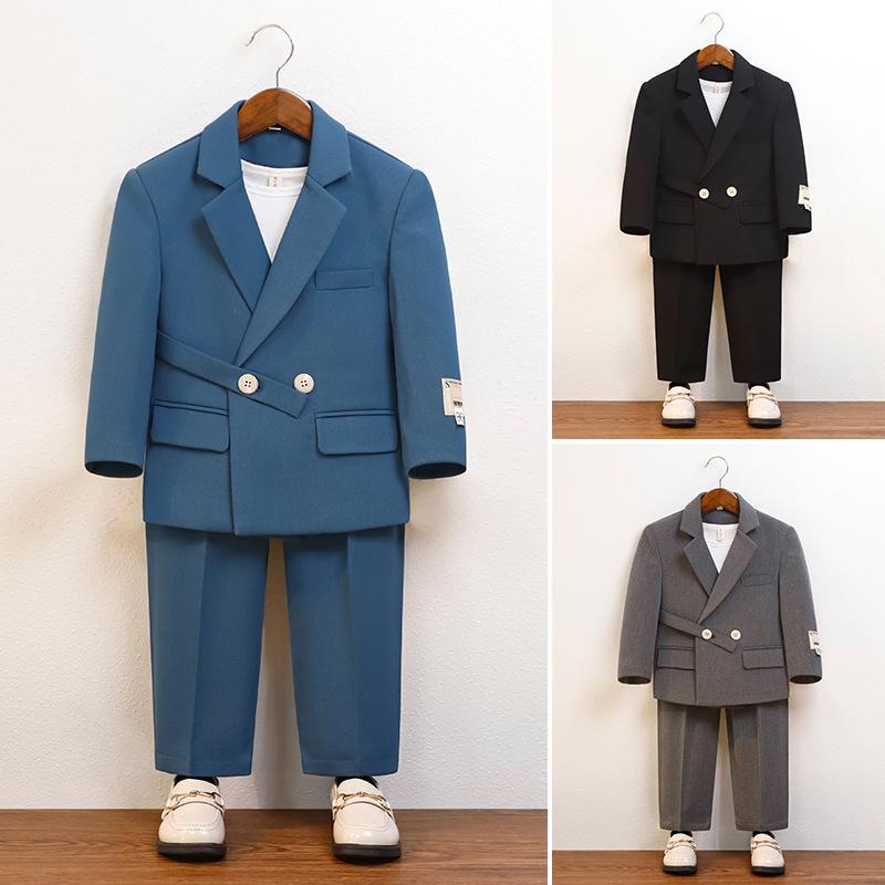 スーツ 男の子 キッズ おしゃれ デザイン性 カジュアル フォーマル ダブルボタン テーラードカラー 無地 ブリティッシュ スリーシーズン 発表会 結婚式 入学...